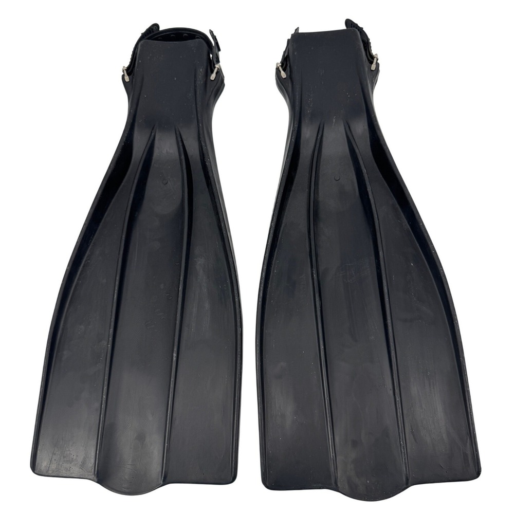 Vintage XS Scuba Frogfoot Fins Unisex Large Black Open Heel Adjustable Made USA